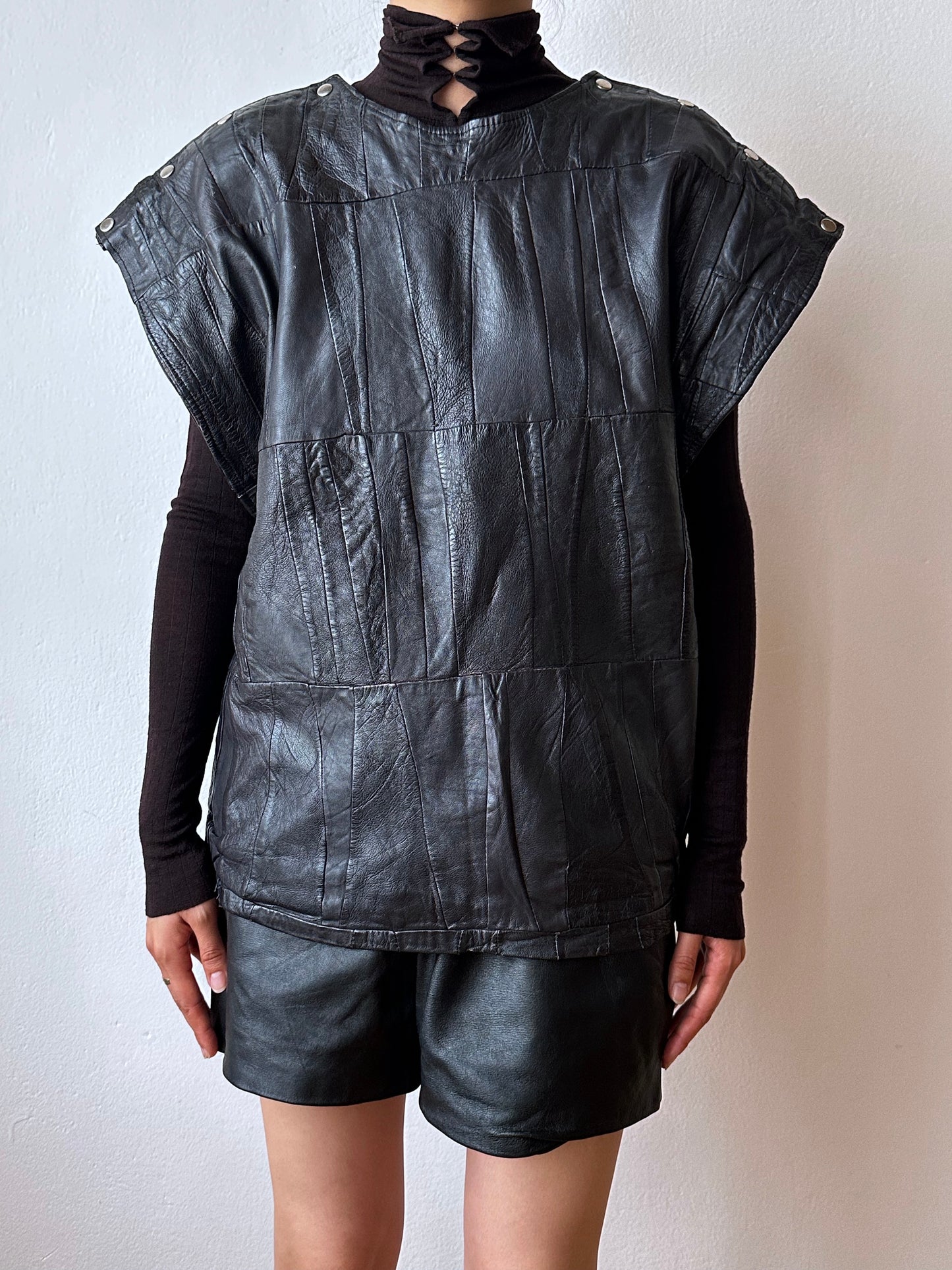 Black leather vest