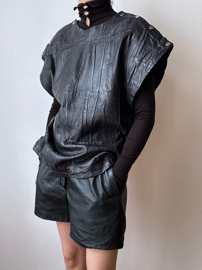 Black leather vest
