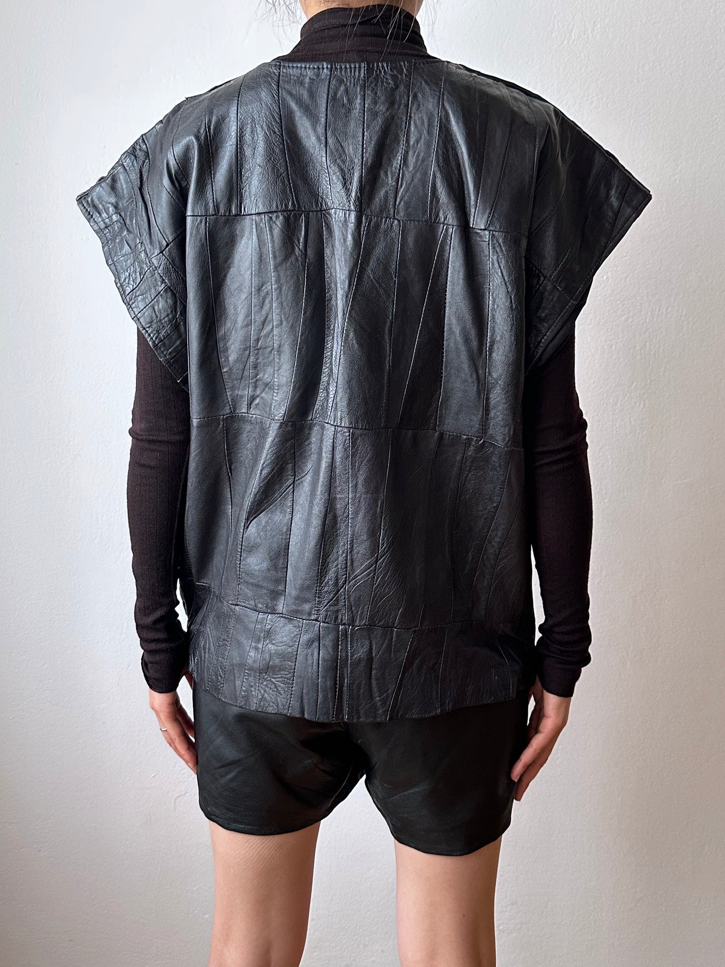 Black leather vest