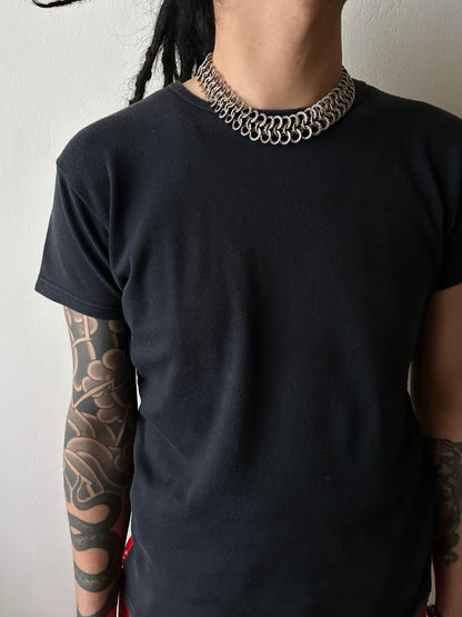 France vintage metal chainmail necklace