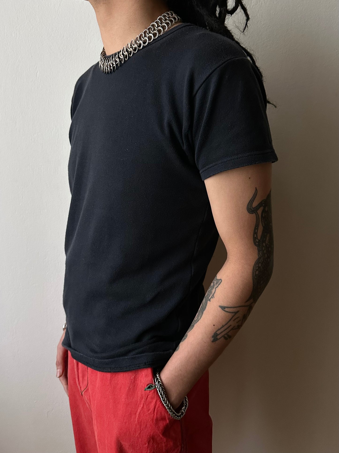 France vintage metal chainmail necklace