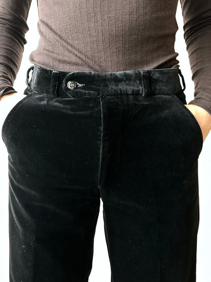 70s Black velvet trousers - w28