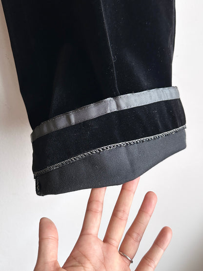 70s Black velvet trousers - w28