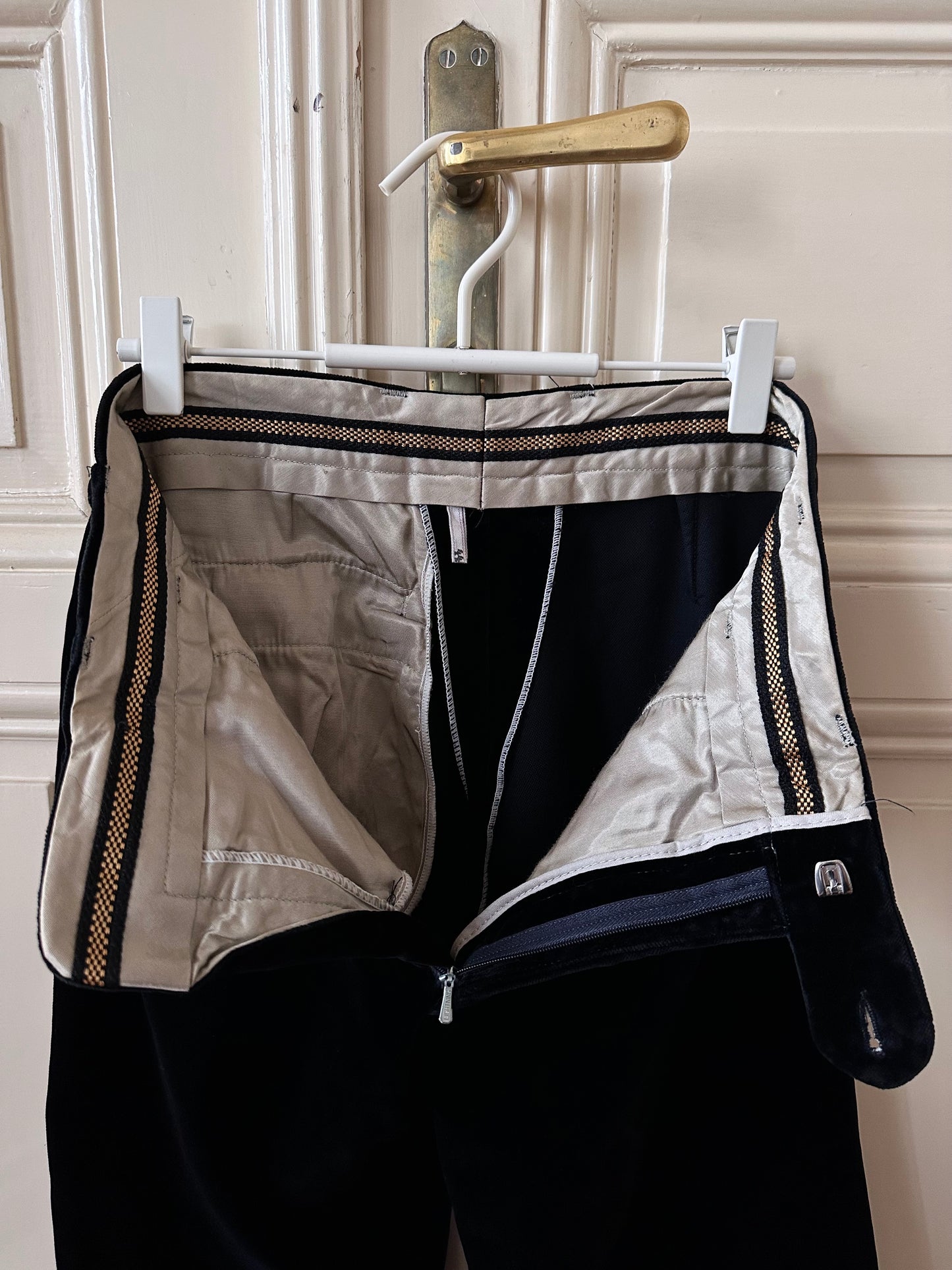 70s Black velvet trousers - w28