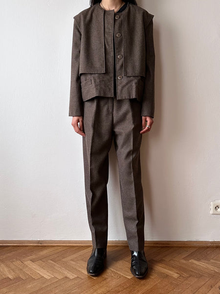 80s France oak brown suits