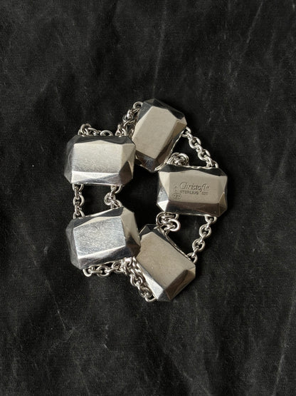 CHRISTOFLE silver 925 bracelet gemstone rectangle link chain sterling argent jewellery bangle vintage gem クリストフル シルバーブレスレット ヴィンテージ シルバー ジュエリー バングル ブレスレット TOTO プラハ Prague