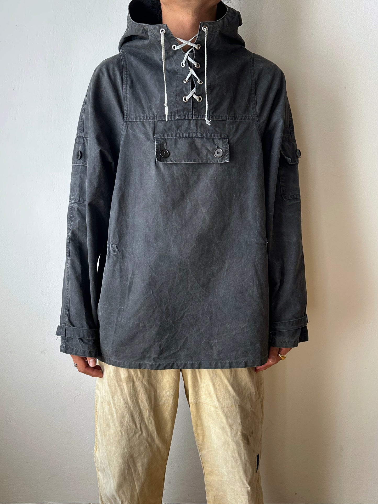 1960s Black cotton smock