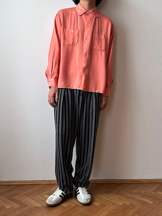 50's Rayon shirt 1950's open collar