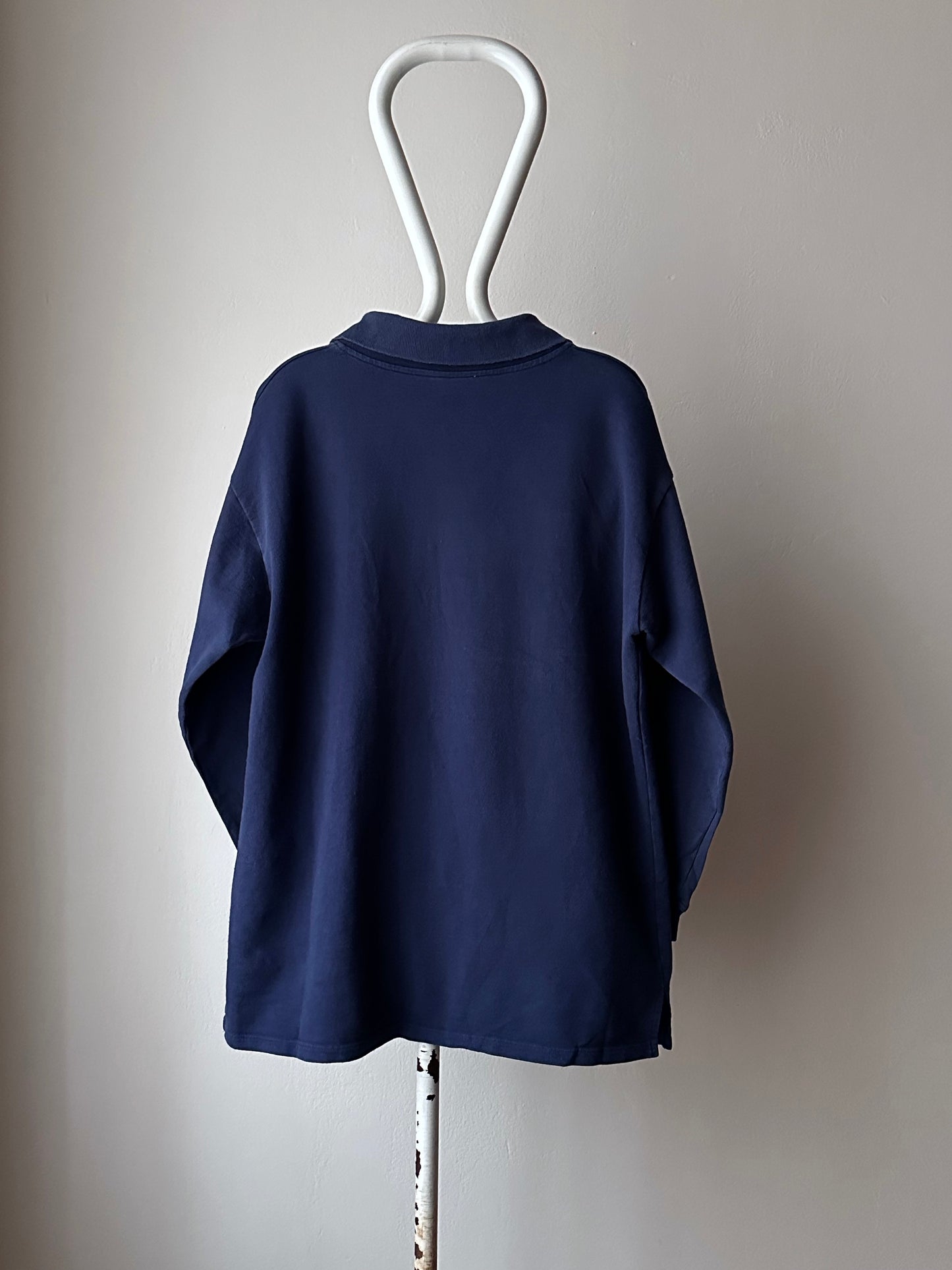 Navy sweat polo - L