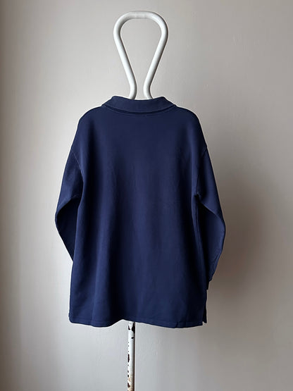 Navy sweat polo - L
