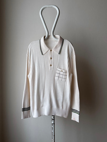 70s Knit polo - L