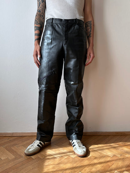 Black leather trousers - w32