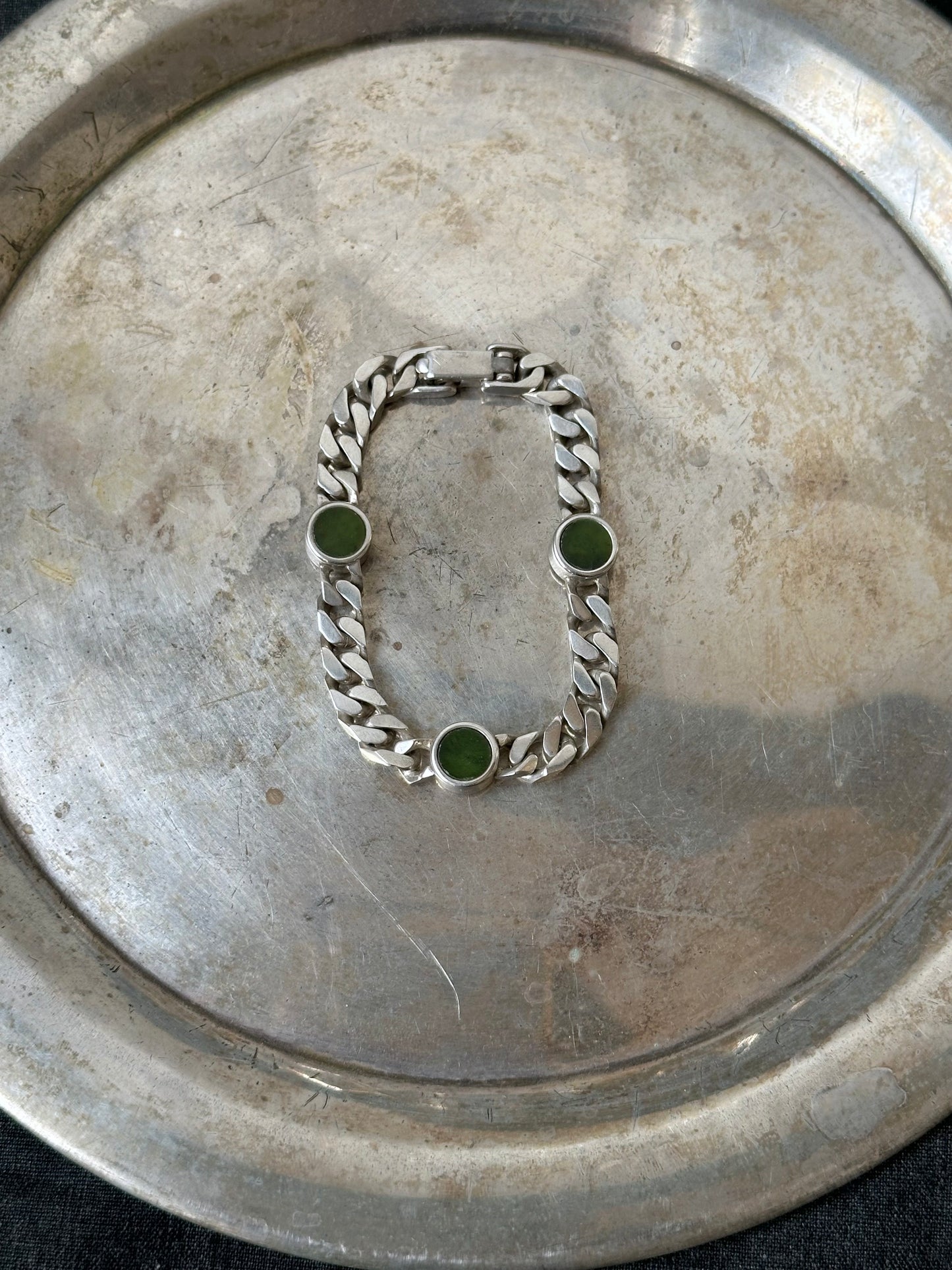 60-70s Franz Scheurle silver nephrite bracelet
