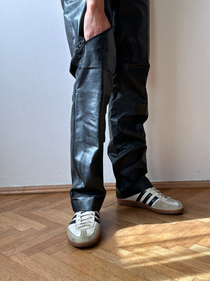 Black leather trousers - w32