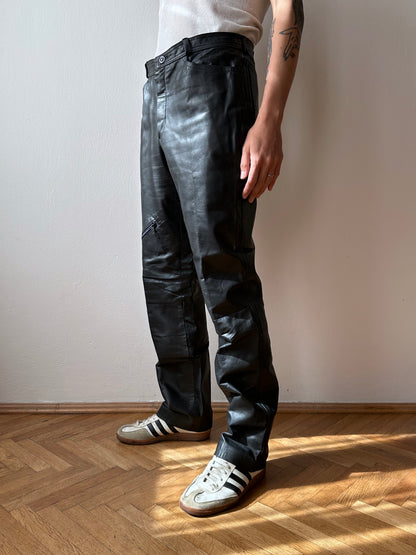 Black leather trousers - w32