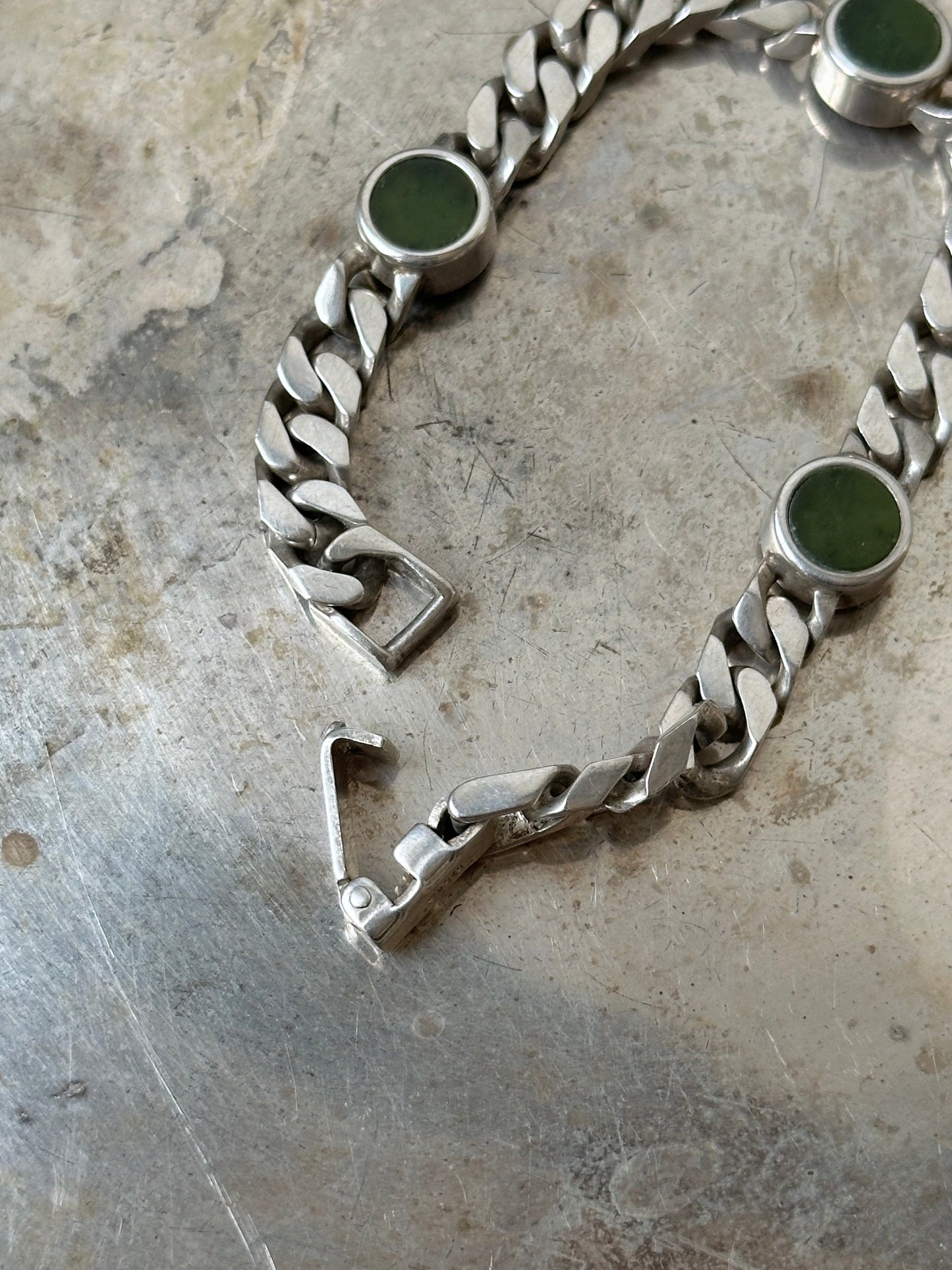 60-70s Franz Scheurle silver nephrite bracelet