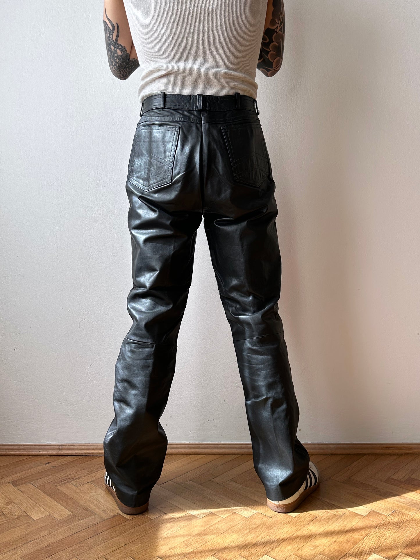 Black leather trousers - w32