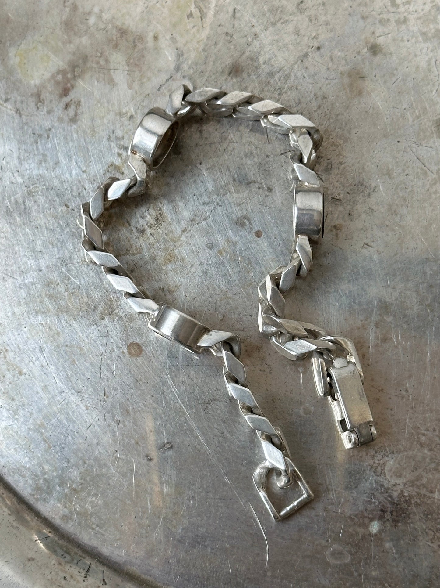 60-70s Franz Scheurle silver nephrite bracelet