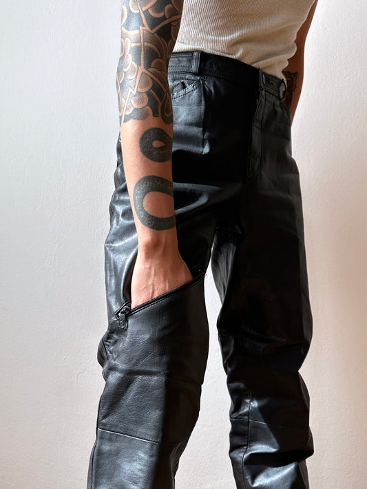 Black leather trousers - w32