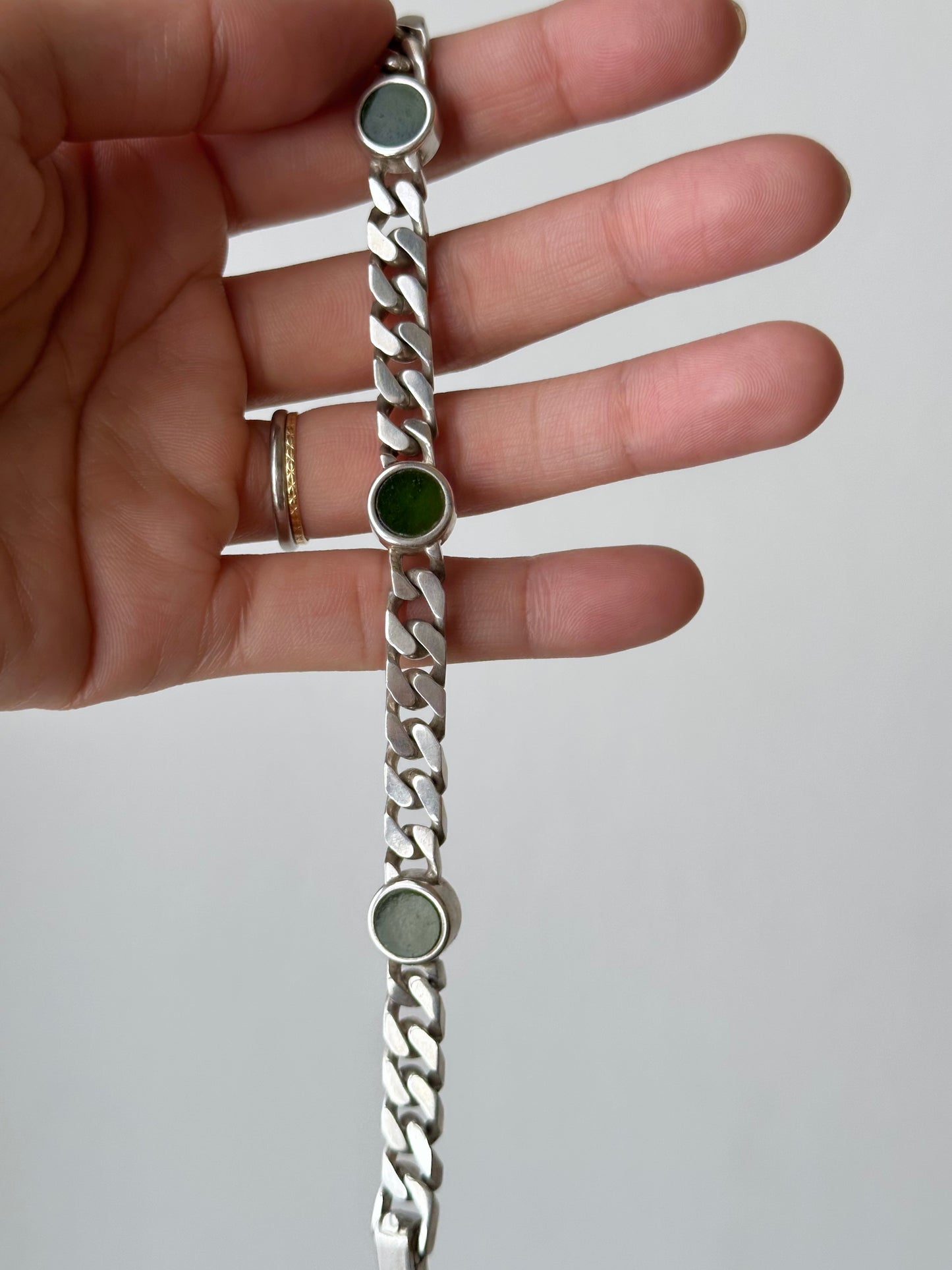 60-70s Franz Scheurle silver nephrite bracelet