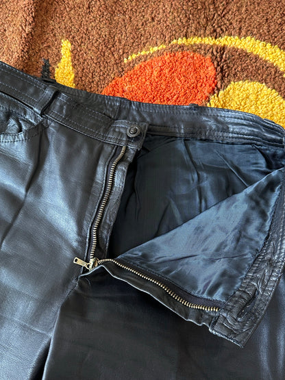 Black leather trousers - w32