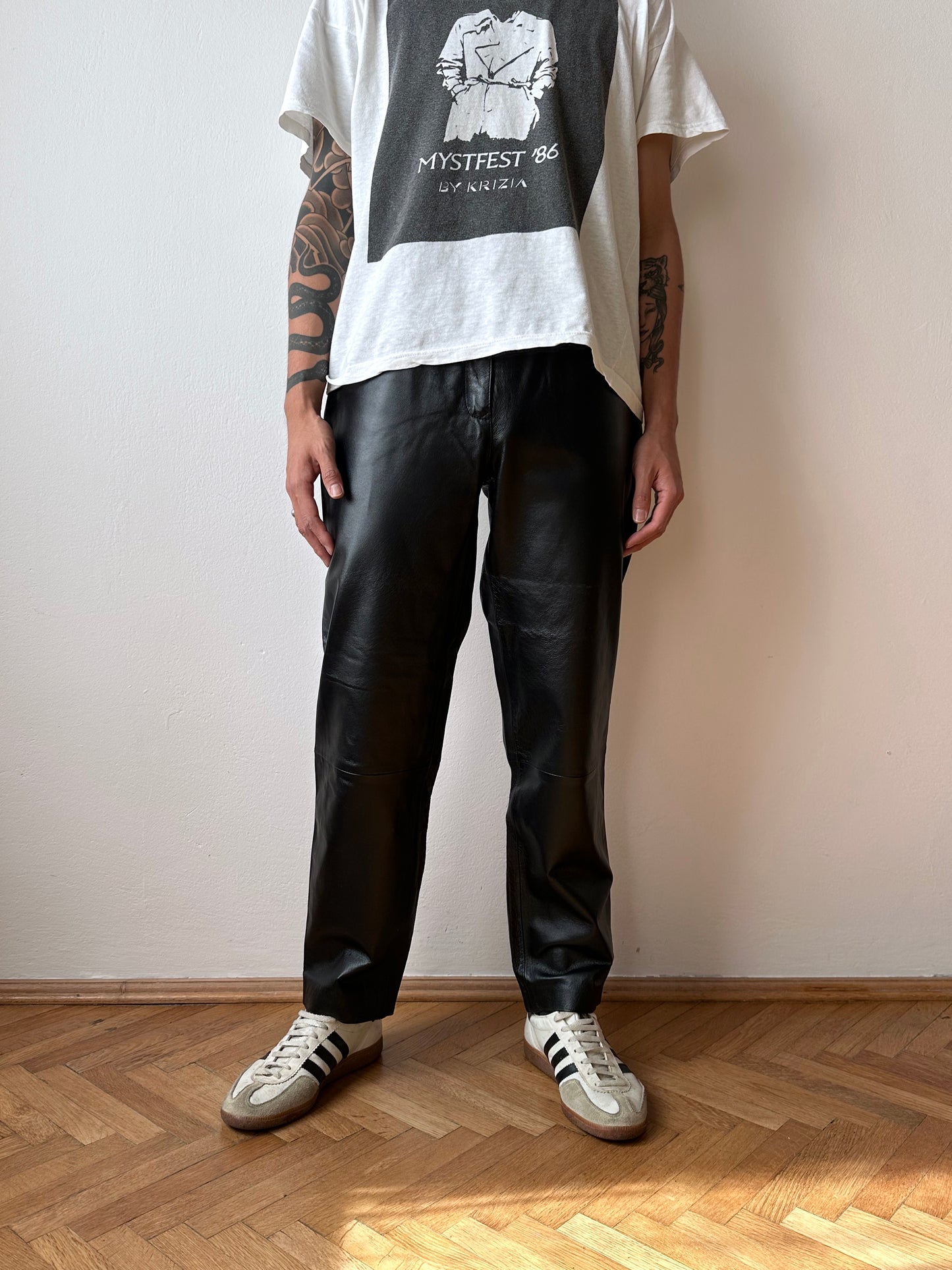 Black leather trousers - w29