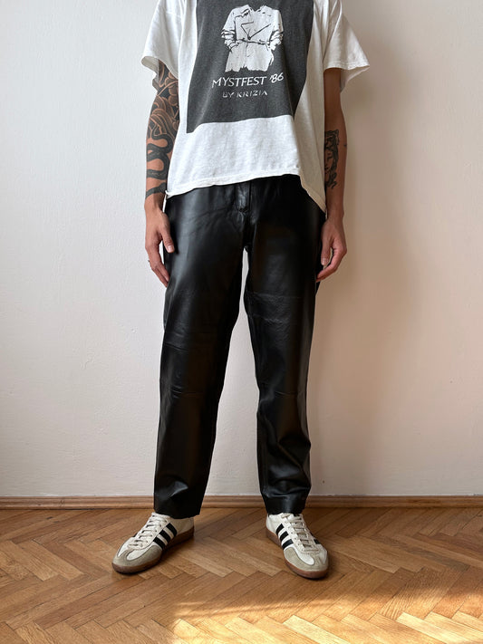 Black leather trousers - w29