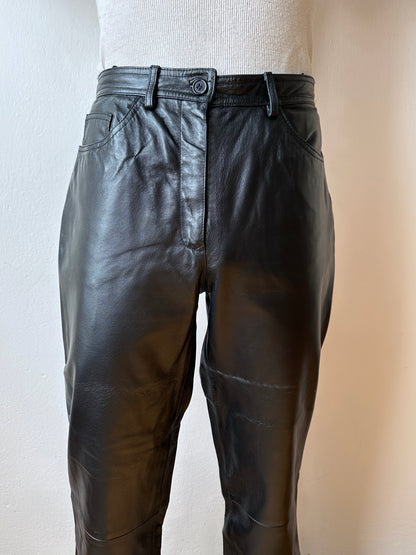Black leather trousers - w29