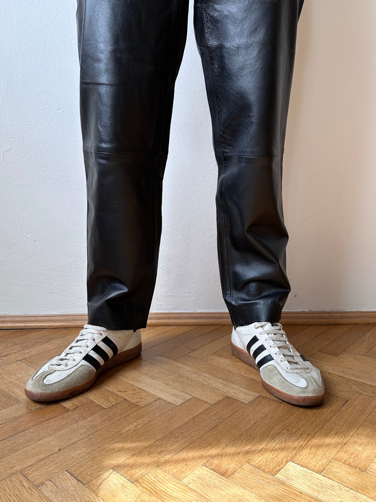 Black leather trousers - w29