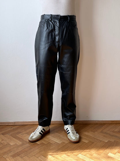 Black leather trousers - w29