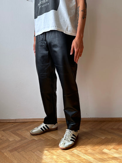 Black leather trousers - w29