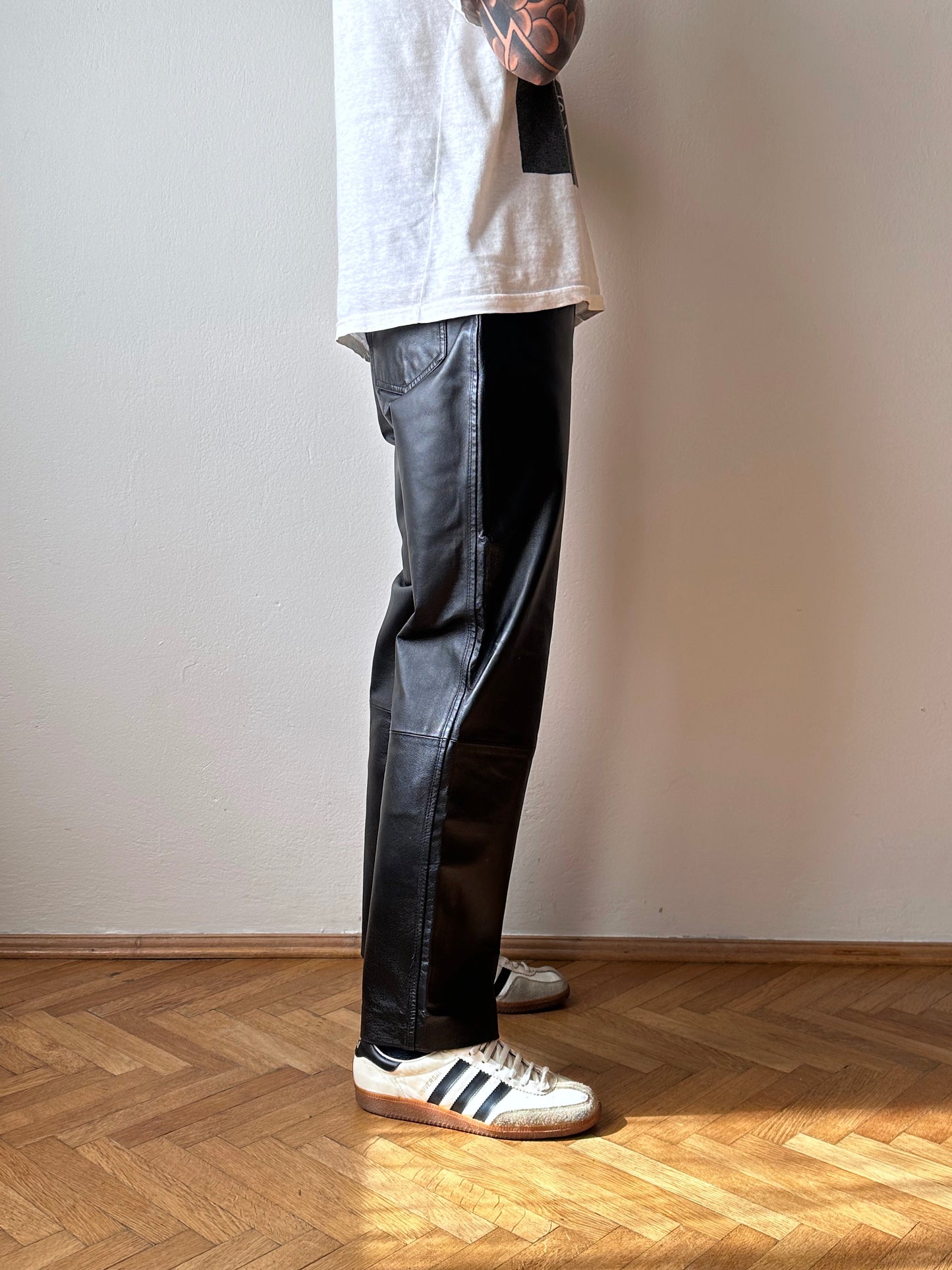 Black leather trousers - w29