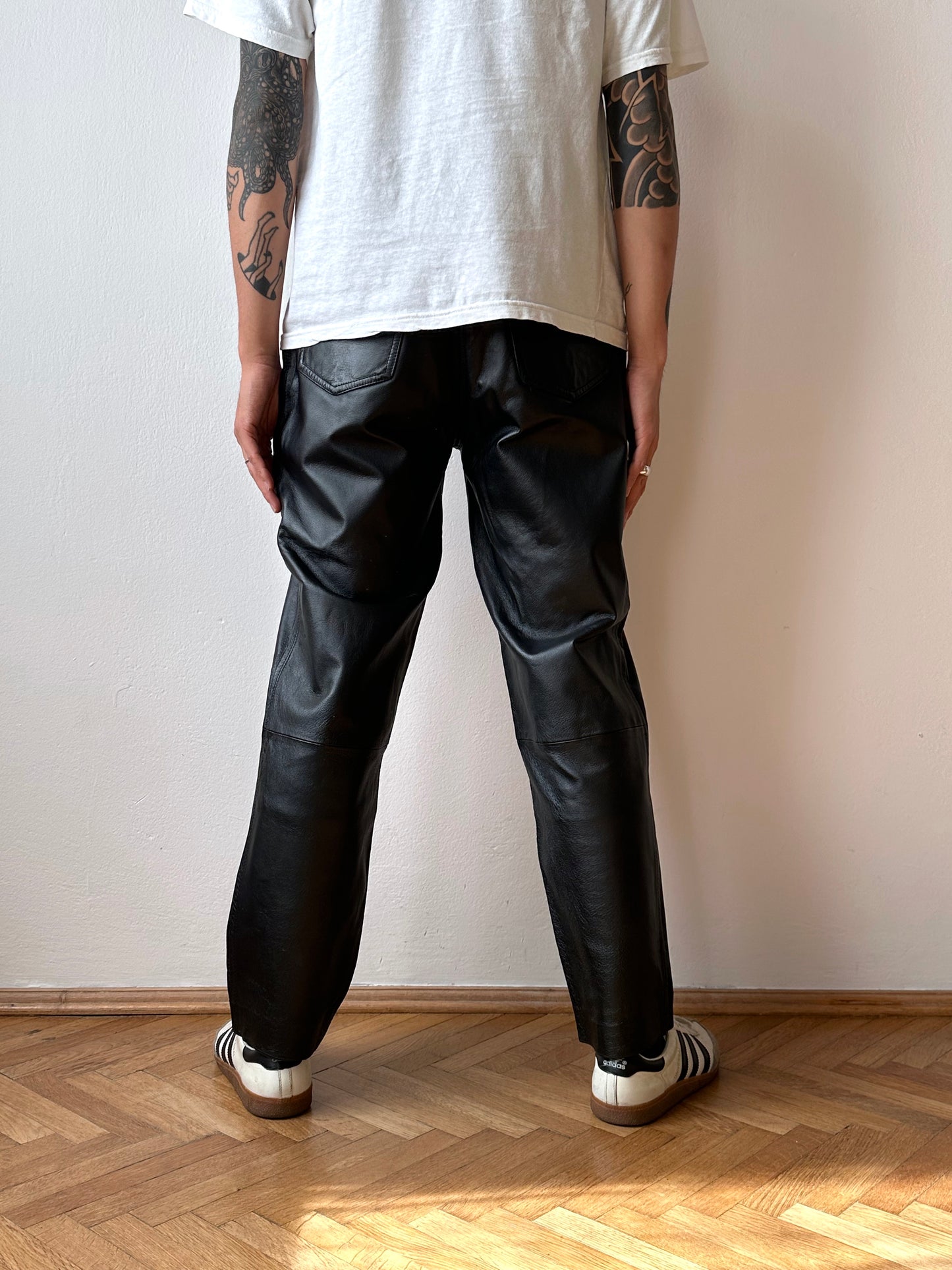 Black leather trousers - w29