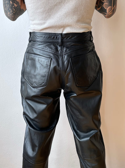 Black leather trousers - w29
