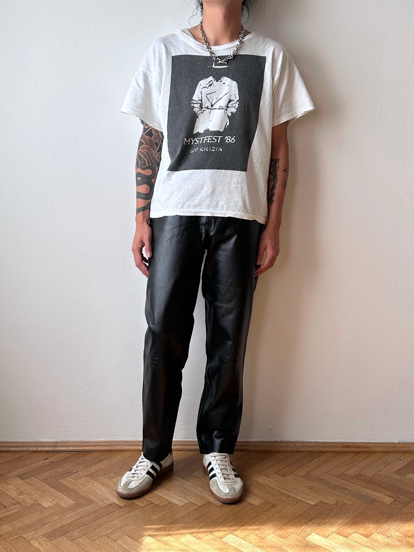 Black leather trousers - w29