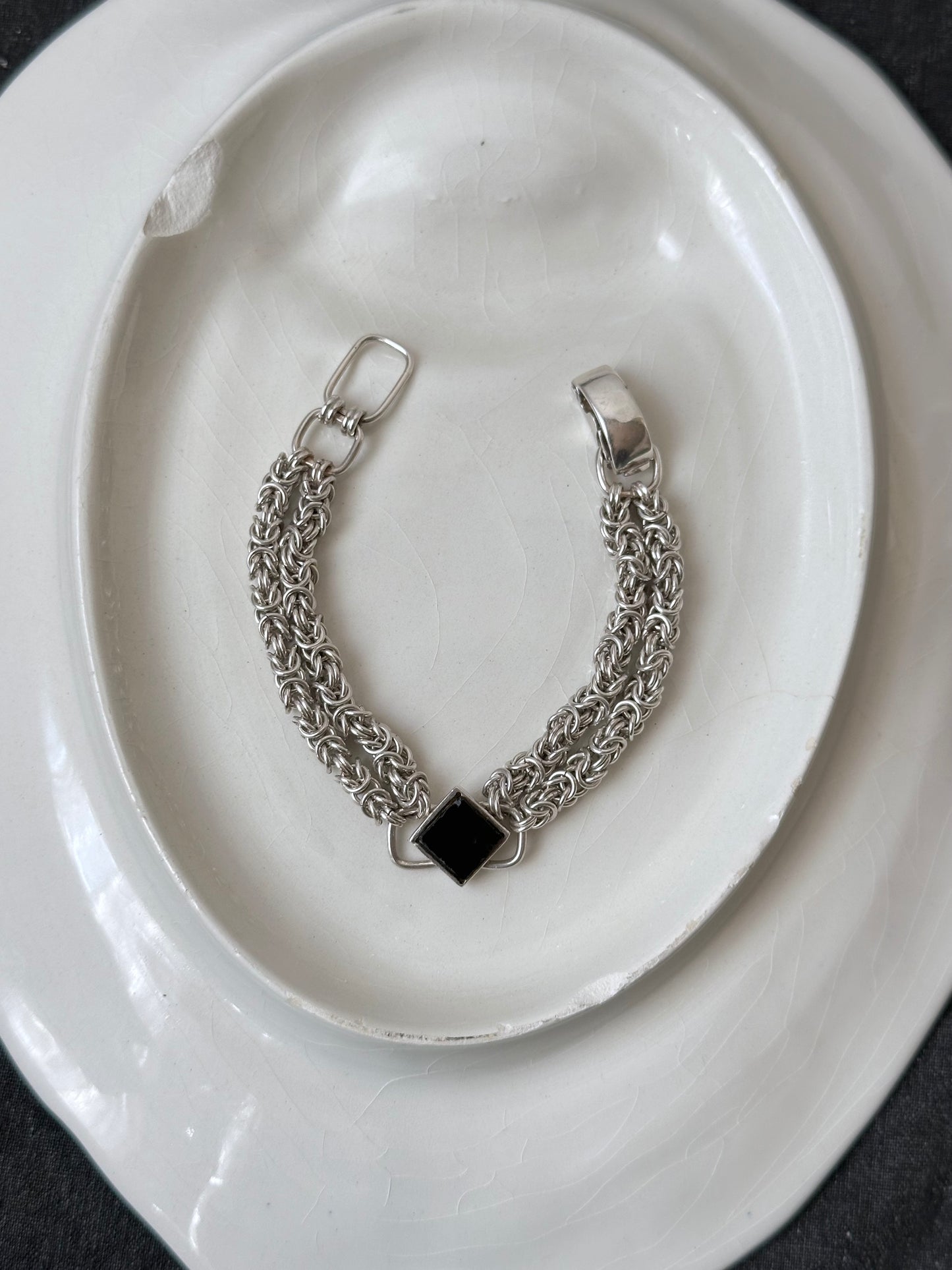 Byzantine Onyx double chain bracelet