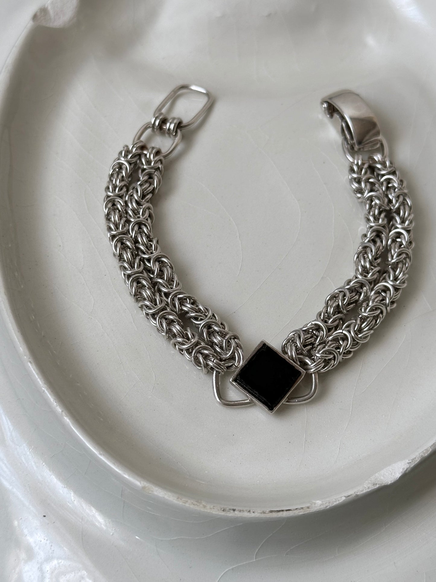 Byzantine Onyx double chain bracelet