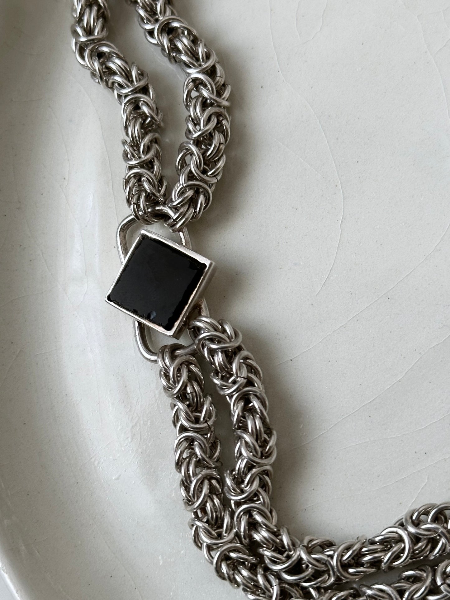 Byzantine Onyx double chain bracelet