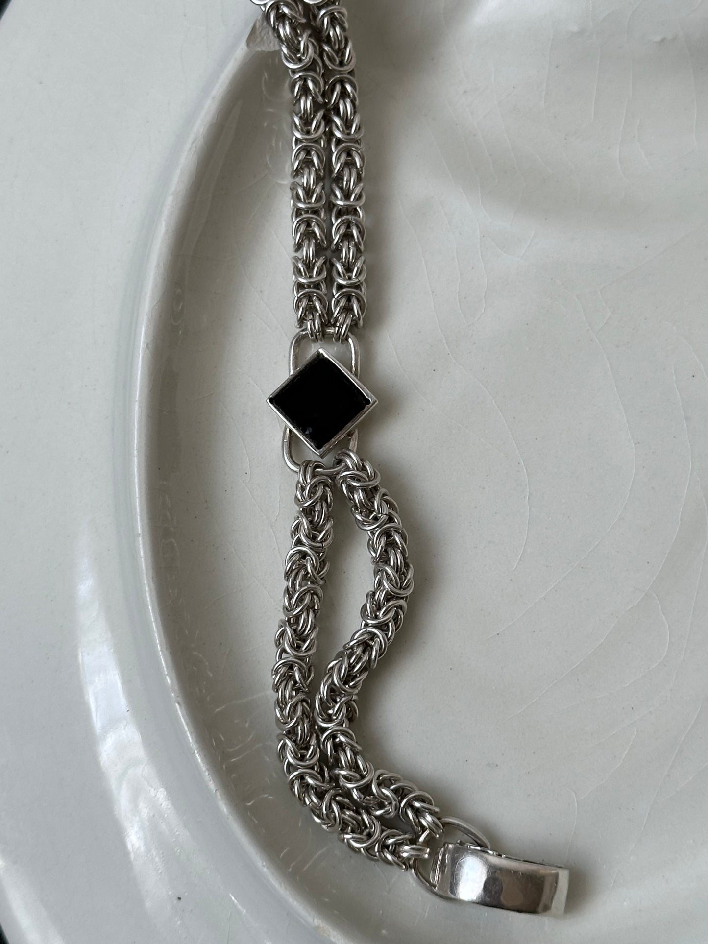 Byzantine Onyx double chain bracelet