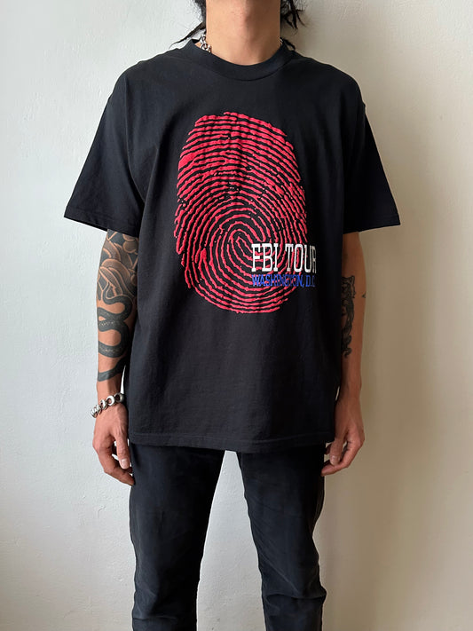 90s Vintage T-shirt Tee Tシャツ ヴィンテージ 90年代 指紋 Fingerprint Toto Praha Vintage clothing store shop Prague プラハ 古着屋 FBI