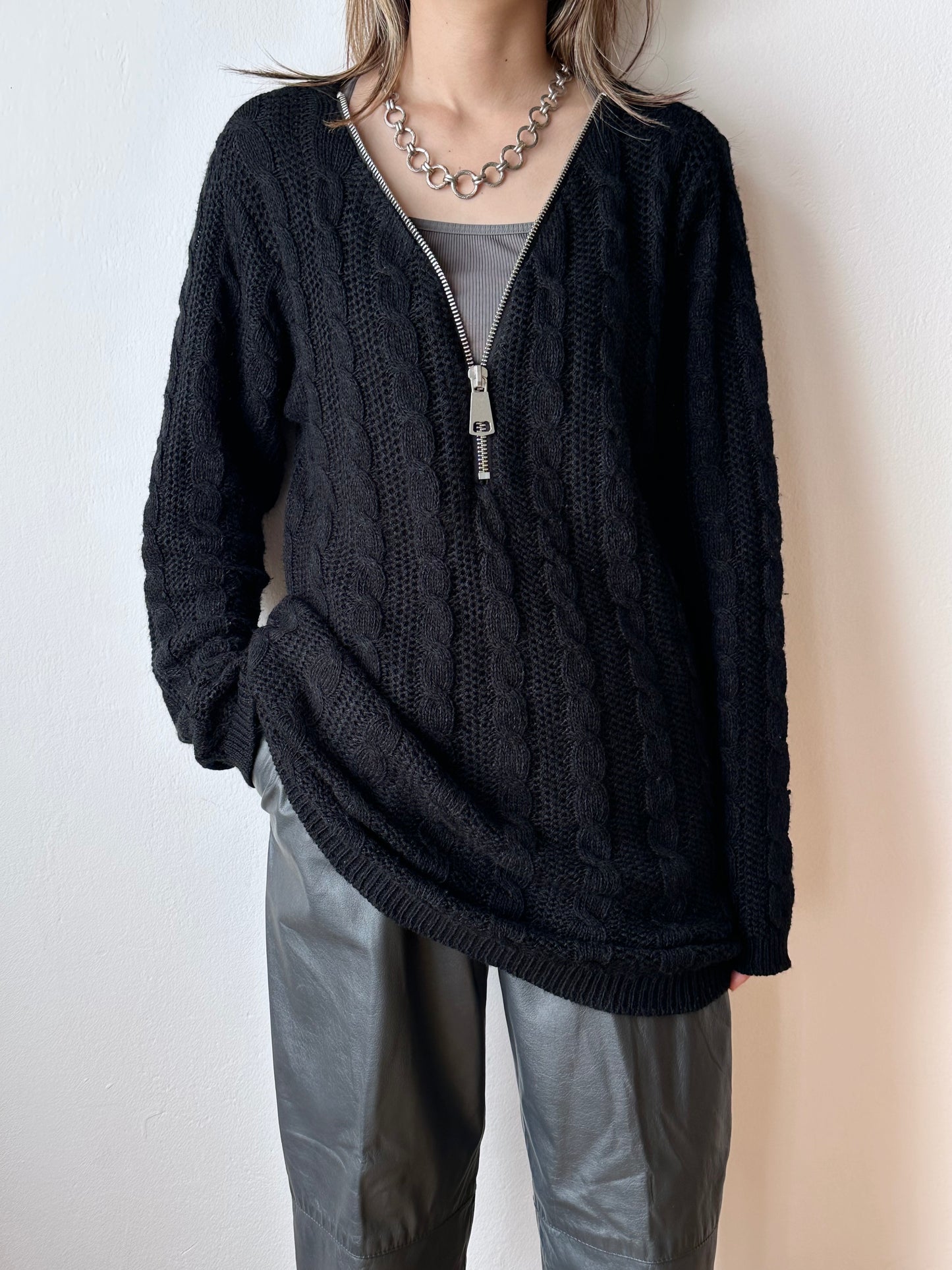 French metal hand graved chain necklace