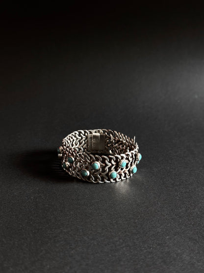 1970's Mexican silver turquoise bracelet