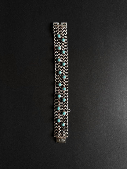 1970's Mexican silver turquoise bracelet