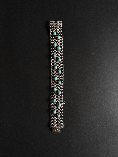 1970's Mexican silver turquoise bracelet