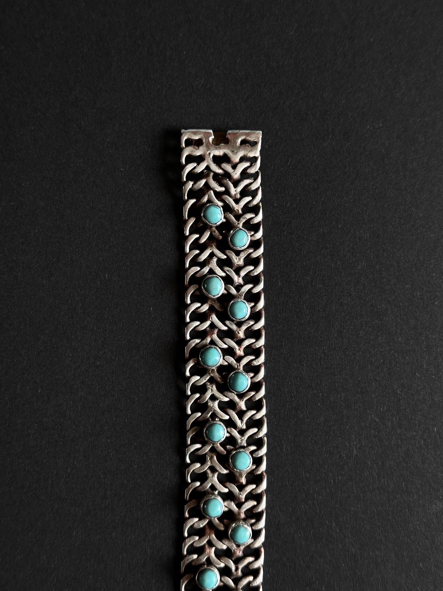 1970's Mexican silver turquoise bracelet