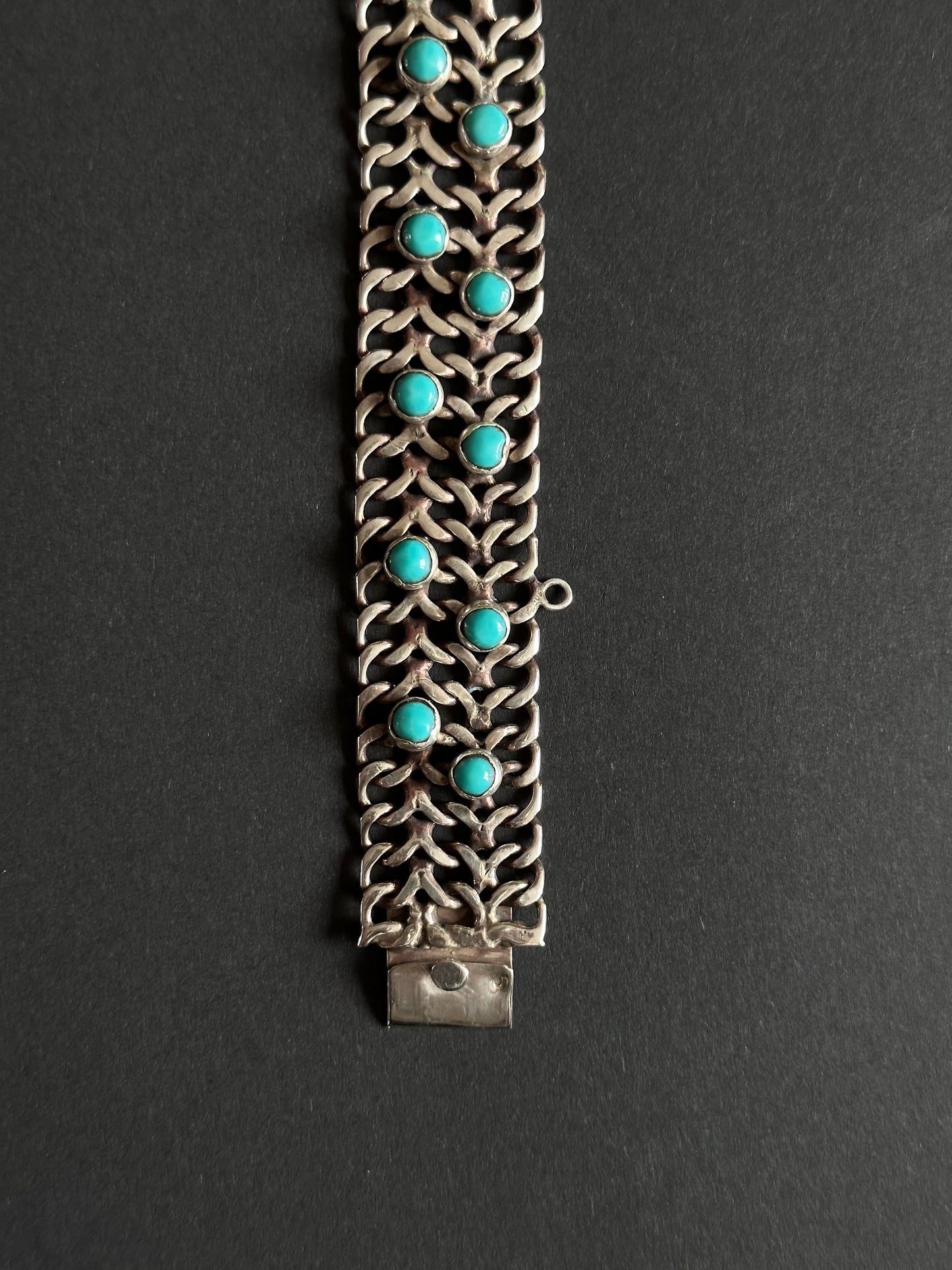 1970's Mexican silver turquoise bracelet