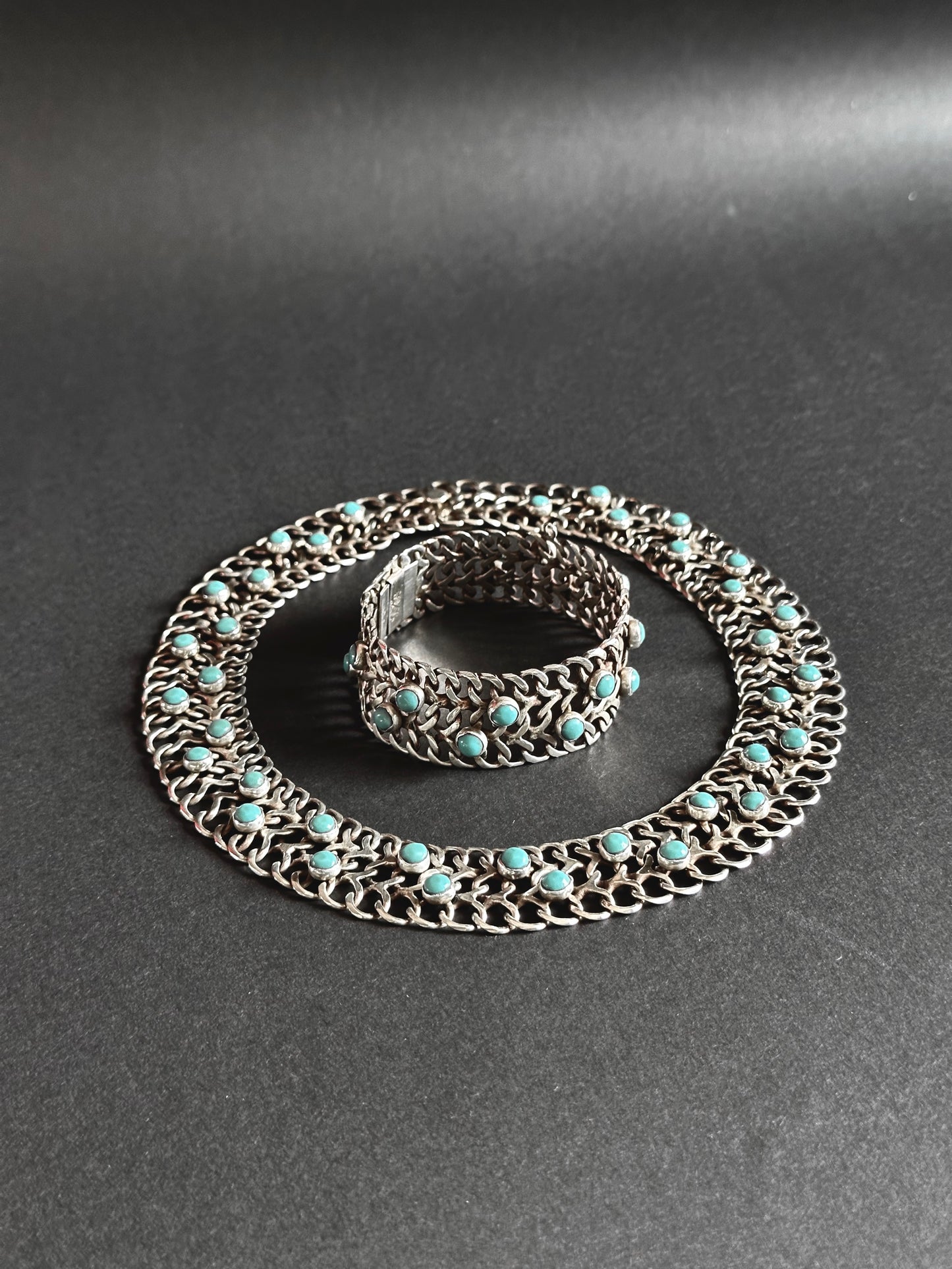 1970's Mexican silver turquoise bracelet