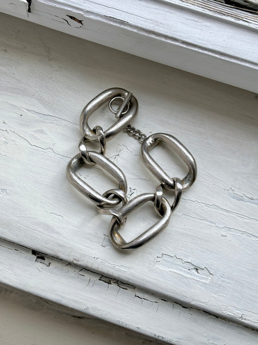 French silver tone metal chain