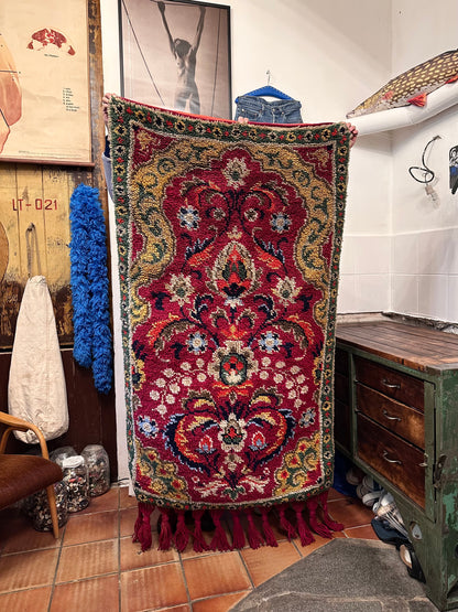 Vintage big pile rug with tassel