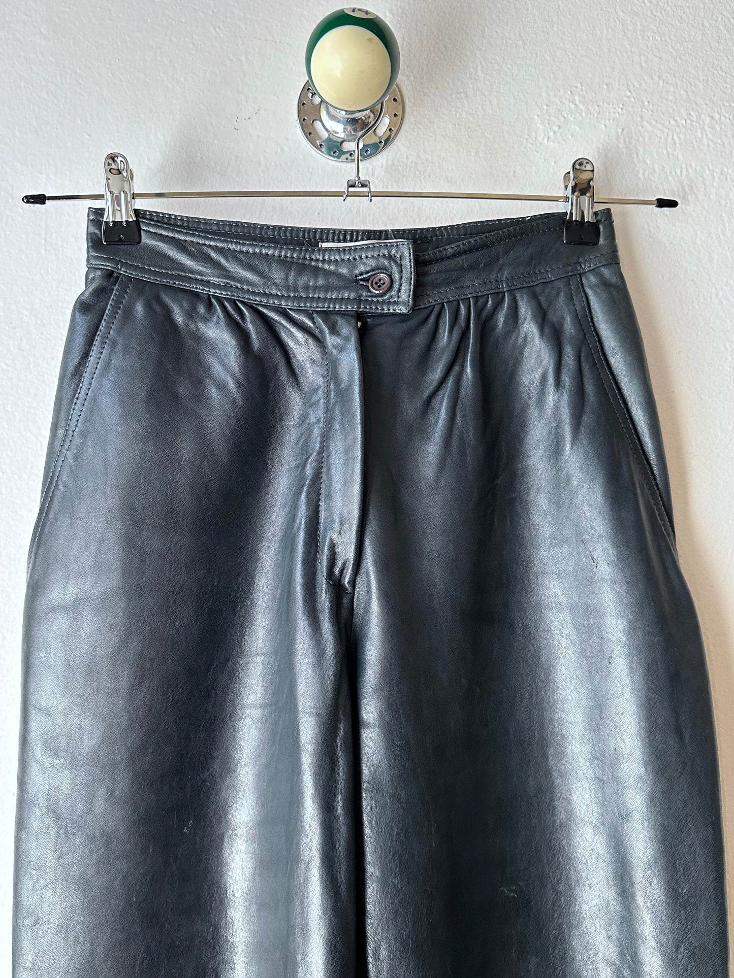 Grey Leather Trousers - w27